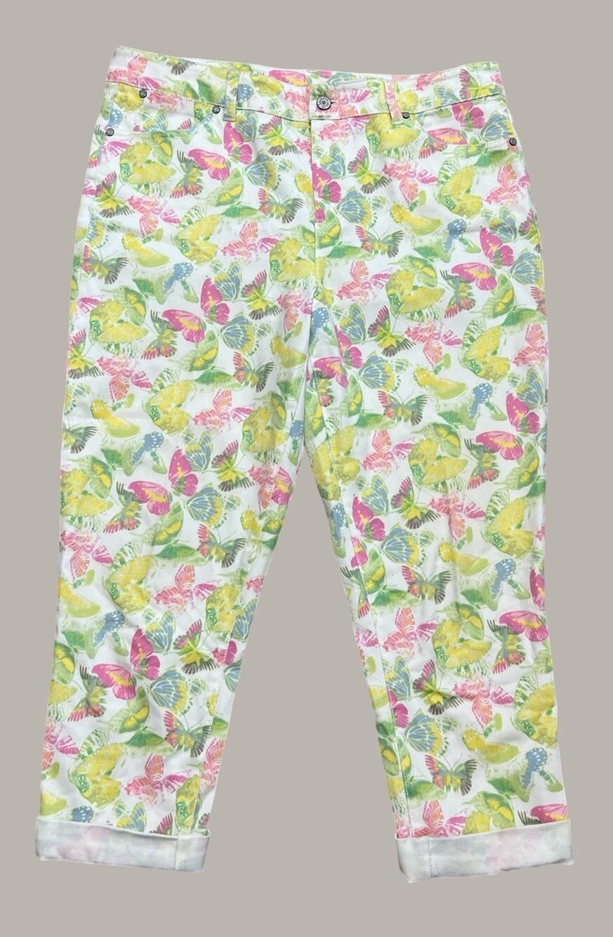 Talbots Butterfly Jeans Heritage Slim Crop size 14/32 Spring Meadow Fairycore